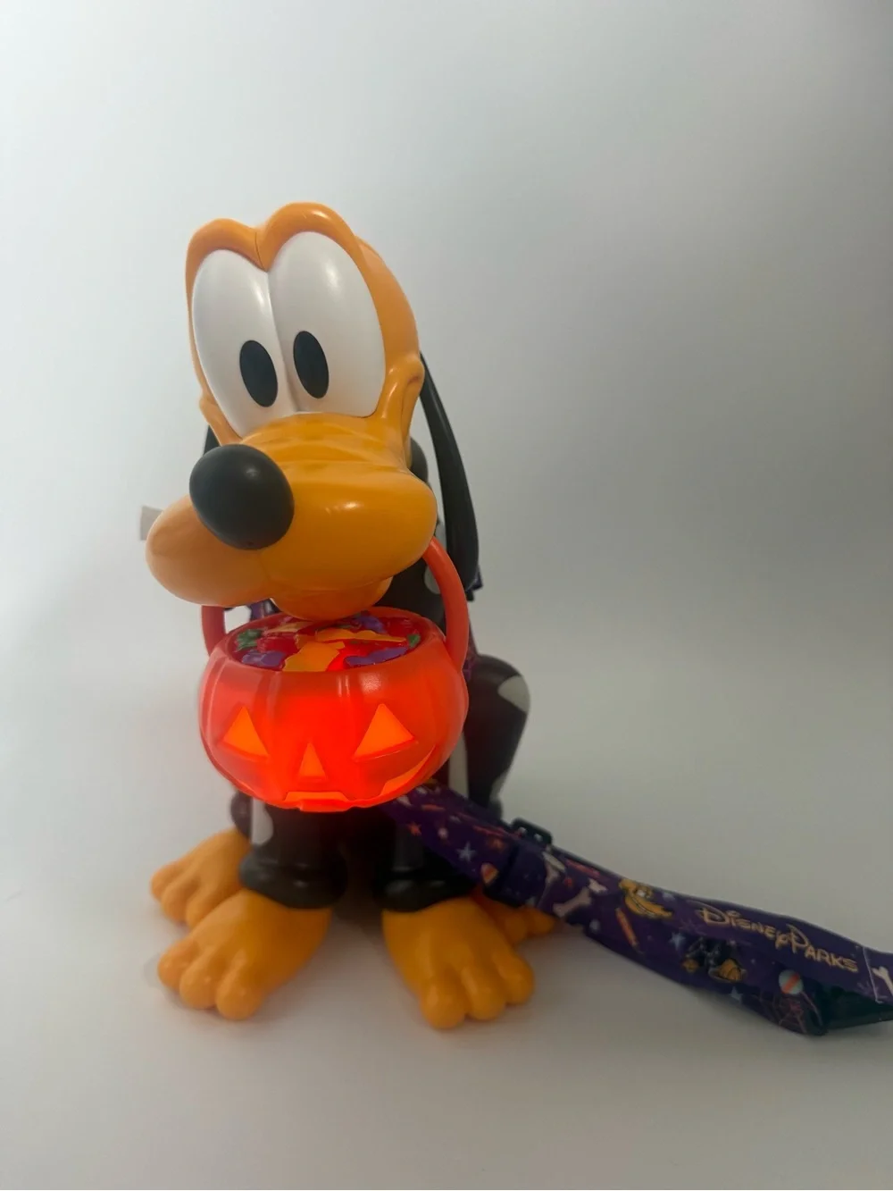 2025 Disney Parks Halloween Party Pluto Skeleton Sipper Cup Pumpkin Lights EUC